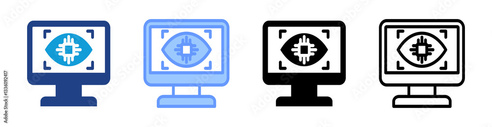 Aufkleber computer vision icon set multiple style collection