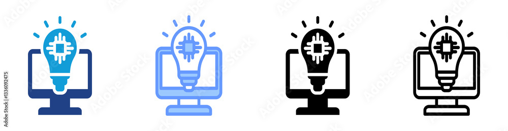 Poster Cognitive Computing icon set multiple style collection