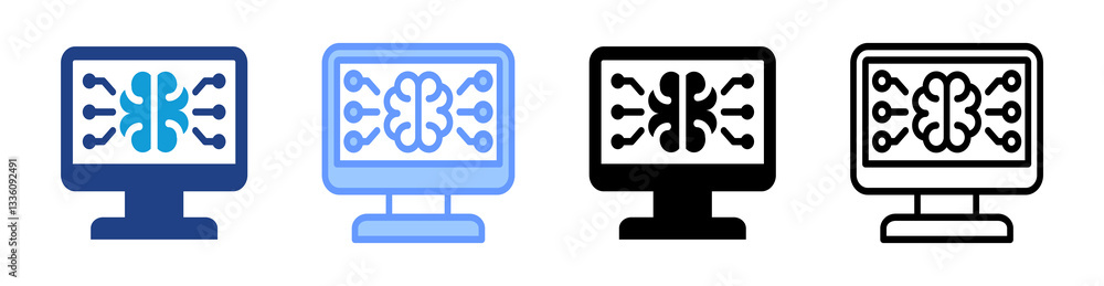 Poster Computational Intelligence icon set multiple style collection