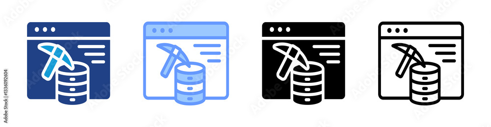 Poster Data Mining icon set multiple style collection