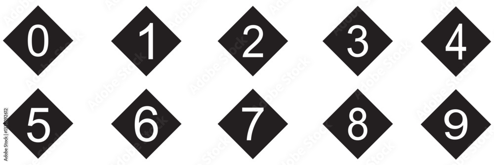 Poster bullet points icon set in line style, simple round numbers in flat style, set of 1-9 numbers simple 