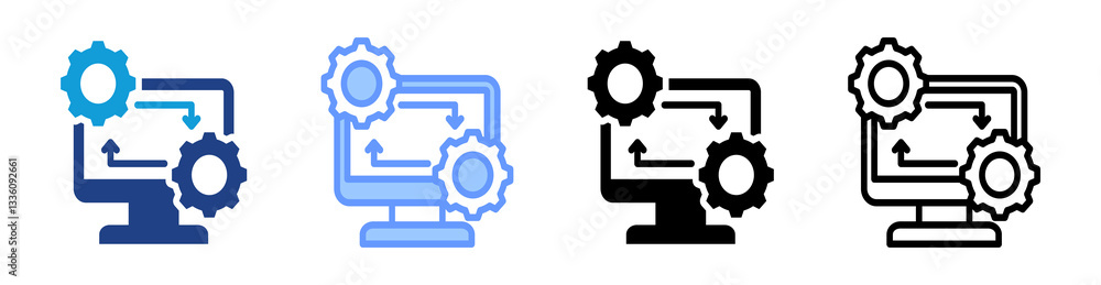 Poster Evolutionary Computing icon set multiple style collection