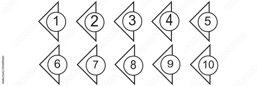 Poster arrows set isolated. direction number bullet points from one to twelve.