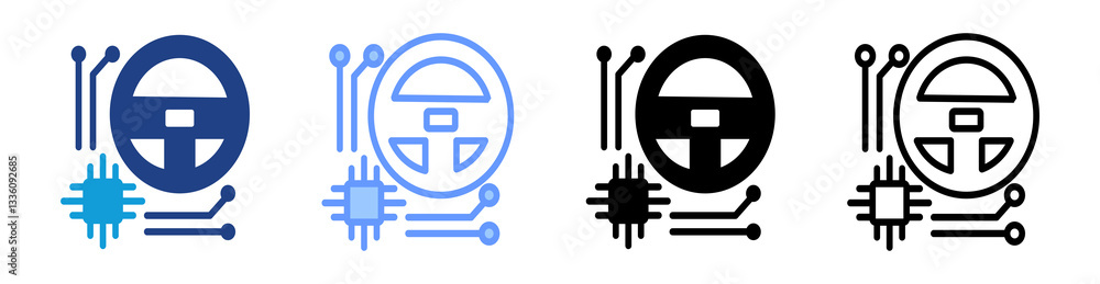 Poster Autonomous System icon set multiple style collection