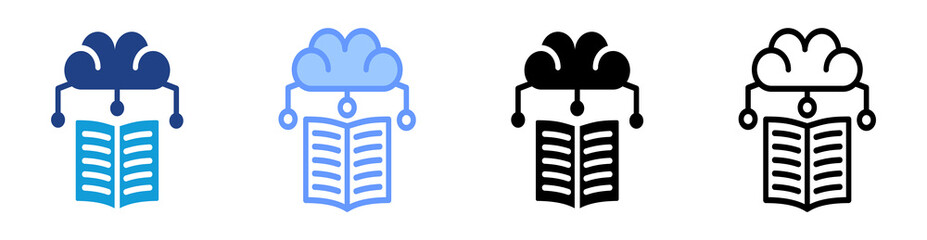 Self Learning System icon set multiple style collection