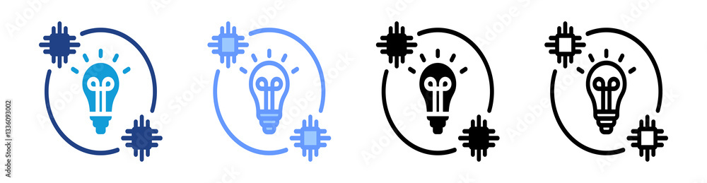 Poster Transfer Learning icon set multiple style collection