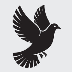 Peaceful flying dove on a white background