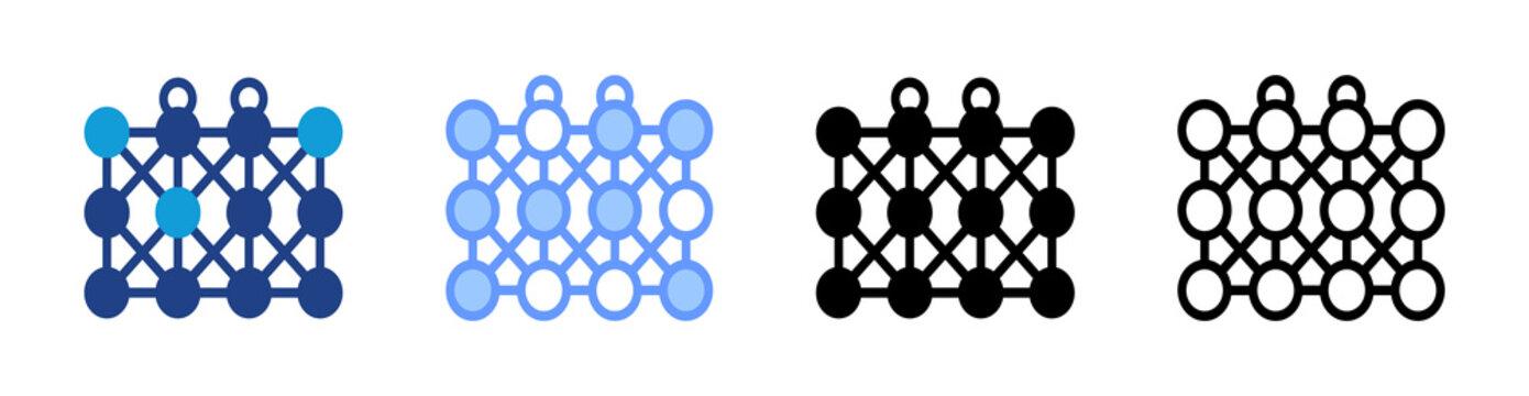 Recurrent Neural Network icon set multiple style collection