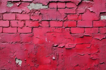 Red Brick Wall Peeling Paint Texture Background,
