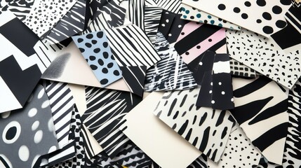 Diverse Collection of Black and White Patterned Background Papers