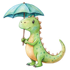 Obraz premium Cartoon Dinosaur Cute Kawaii watercolor 