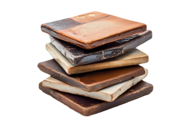 Stack of tiles isolated on white or transparent background