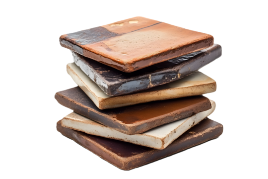 Stack of tiles isolated on white or transparent background