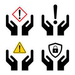 Set of Hope icon, human hand with empty symbol, help graphic design, vector illustration .