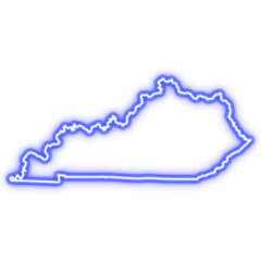 Neon blue outline of Kentucky state map on transparent background