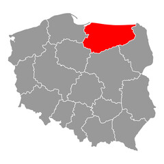 Warmia Masuria of Poland map shape, travel web flat concept icon vector illustration .