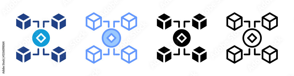Poster Tokenization icon set multiple style collection