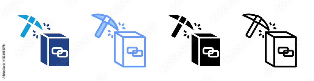 Poster Mining icon set multiple style collection