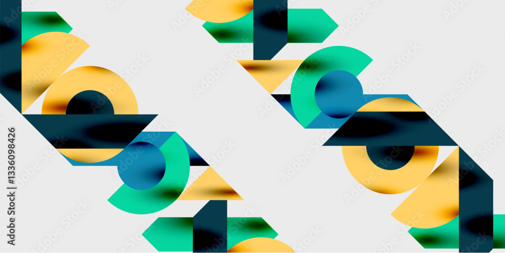 Aufkleber detailed composition of circles, semicircles, and triangles with glossy effects and smooth gradients