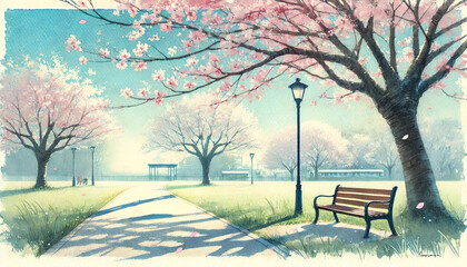 桜が咲く春の公園