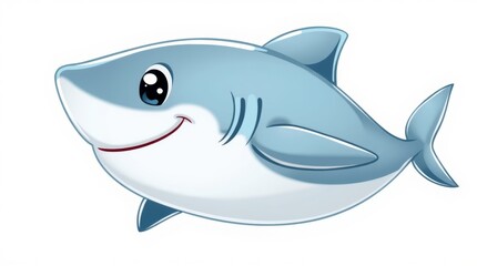 "Adorable Cartoon Shark – Playful Marine Character with Big Smile & Friendly Expression"