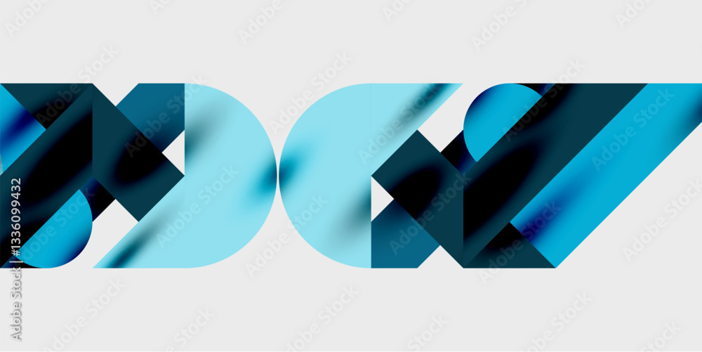 Aufkleber Modern abstract background featuring circles, lines, and triangles in a dynamic geometric composition. Perfect for stylish, tech, or creative-themed designs