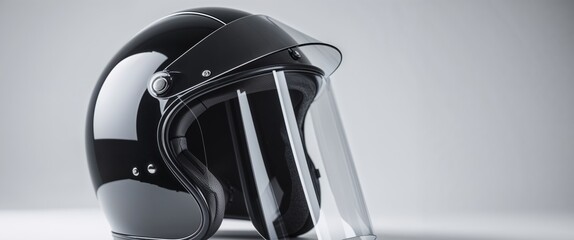 Black Protective Helmet with Face Shield.