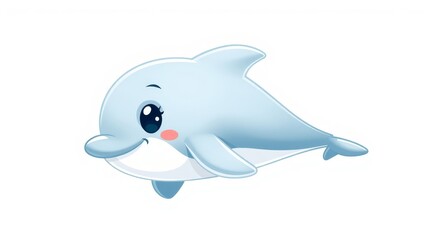  "Adorable Cartoon Dolphin – Playful Baby Blue Sea Creature in Vector Art"