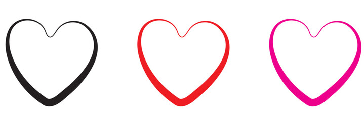 Heart, love, romance or valentine's day red heart. Heart vector icons. Artistic red heart love symbols isolated editable vector. 