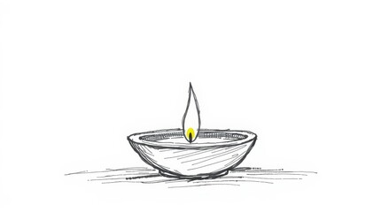 "Minimalist Candle Sketch – Soft Pencil Shading with a Calm, Zen-Like Glow"