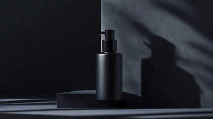 Elegant Black Dispenser Bottle Product Photography