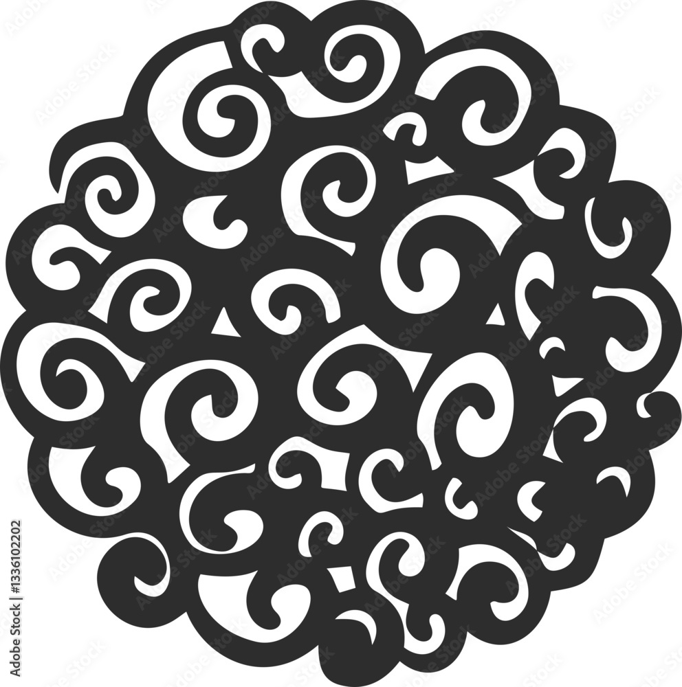 Poster textured circle with pattern. abstract vector hand drawn graphic in rounds. scribble design with dot