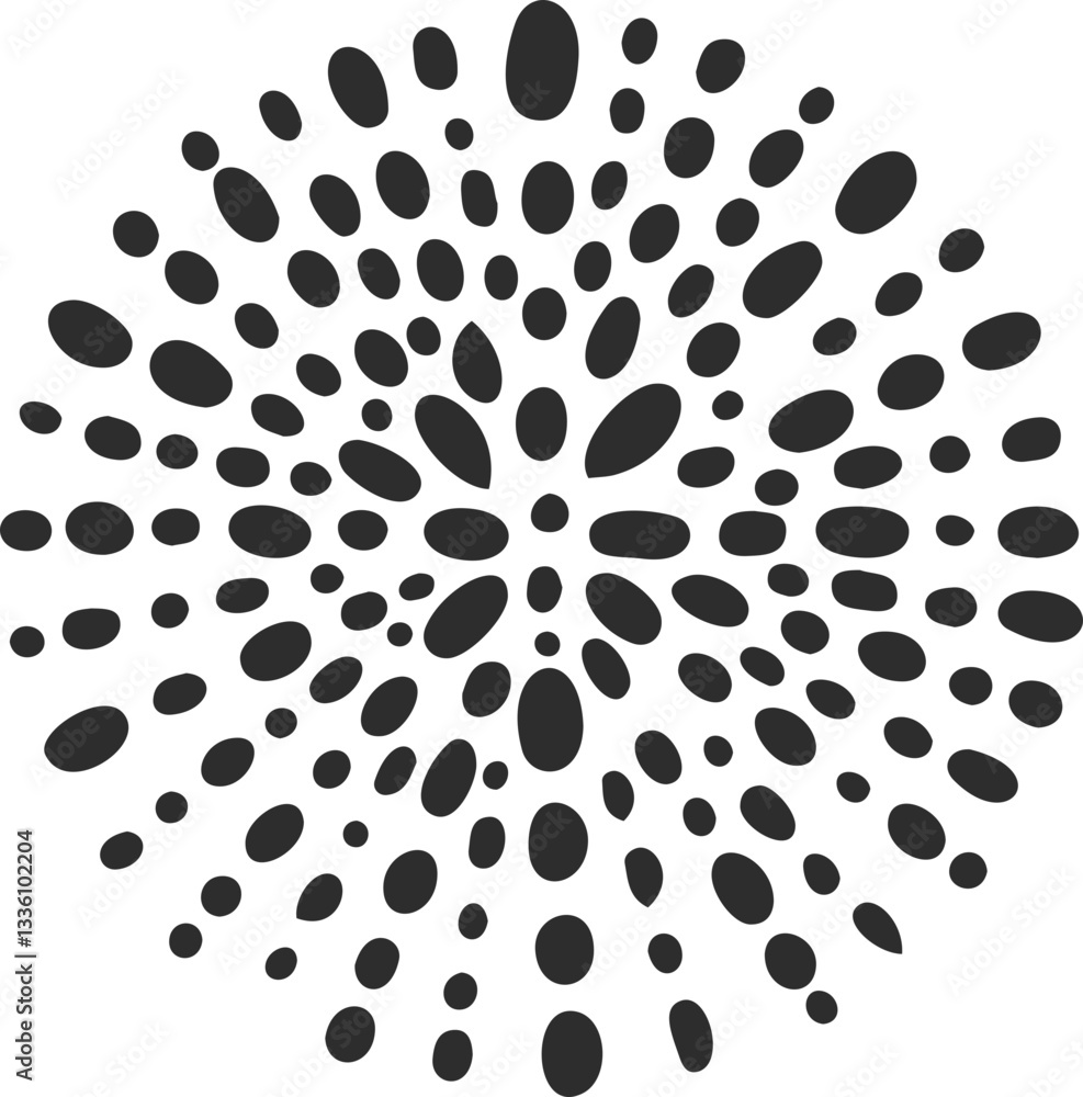 Poster textured circle with pattern. abstract vector hand drawn graphic in rounds. scribble design with dot