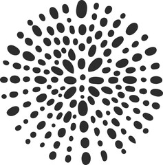 Textured circle with pattern. Abstract vector hand drawn graphic in rounds. Scribble design with dots spirals and grunge organic doodles. Curved simple brush strokes