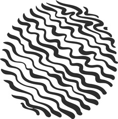 Textured circle with pattern. Abstract vector hand drawn graphic in rounds. Scribble design with dots spirals and grunge organic doodles. Curved simple brush strokes