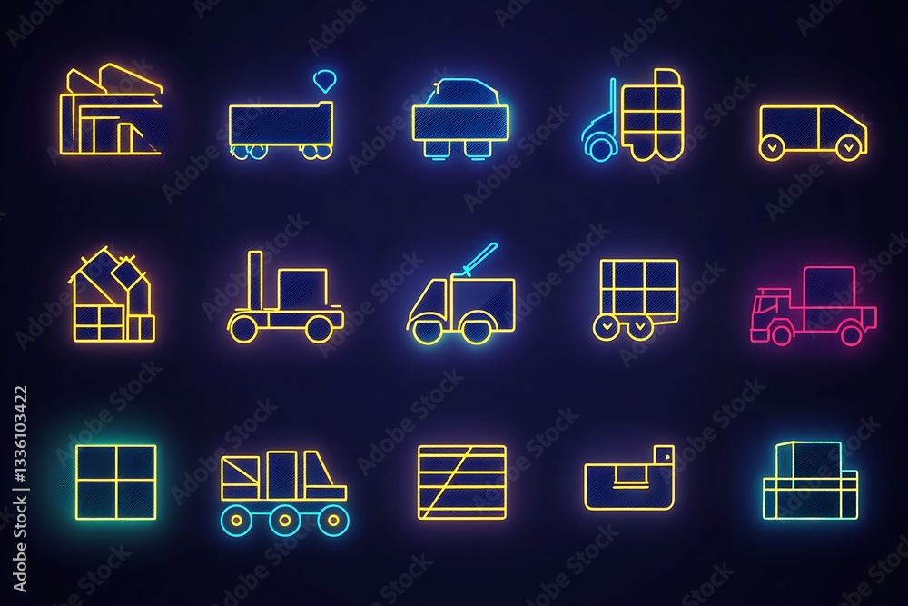 Aufkleber a set of minimalistic line icons depicting different elements.