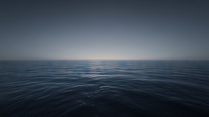 Obraz premium Vast Dark Blue Ocean View from Below, Faint Underwater Glow, Endless Deep Water Expanse, Capturing Sea Life Solitude, Calm and Curious Atmosphere, Ultra-Wide Cinematic Shot, Spielberg Style
