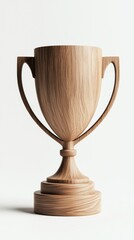 Wooden Trophy on White Background