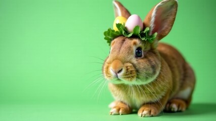 Fototapeta premium easter bunny on green background