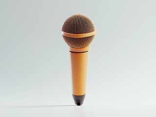 Wooden Vintage Microphone on Light Background