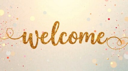 Welcome inscription on a gold background