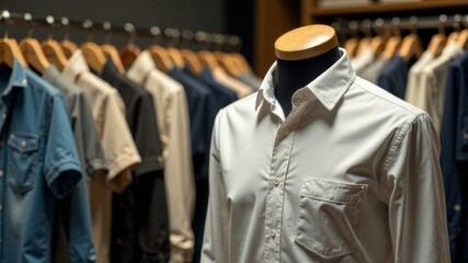 white shirt on a mannequin in a store