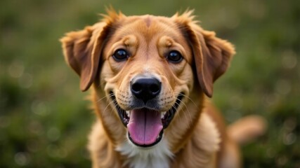 dog with tongue hanging out in front of camera