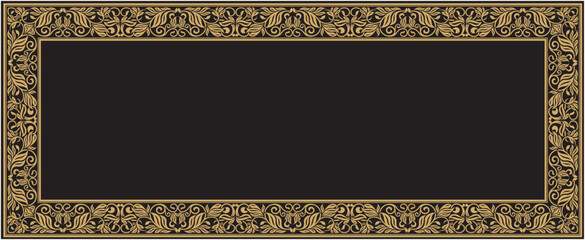 Vector illustration for rectangular pattern frame ornament design pattern, gold design and black background. Suitable for frames, calligraphy, paintings, etc