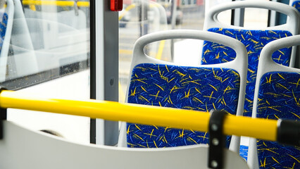 Naklejka premium Empty bus interior. Public transport
