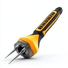 Yellow And Black Garden Tool With Three Pointed Metal Tines