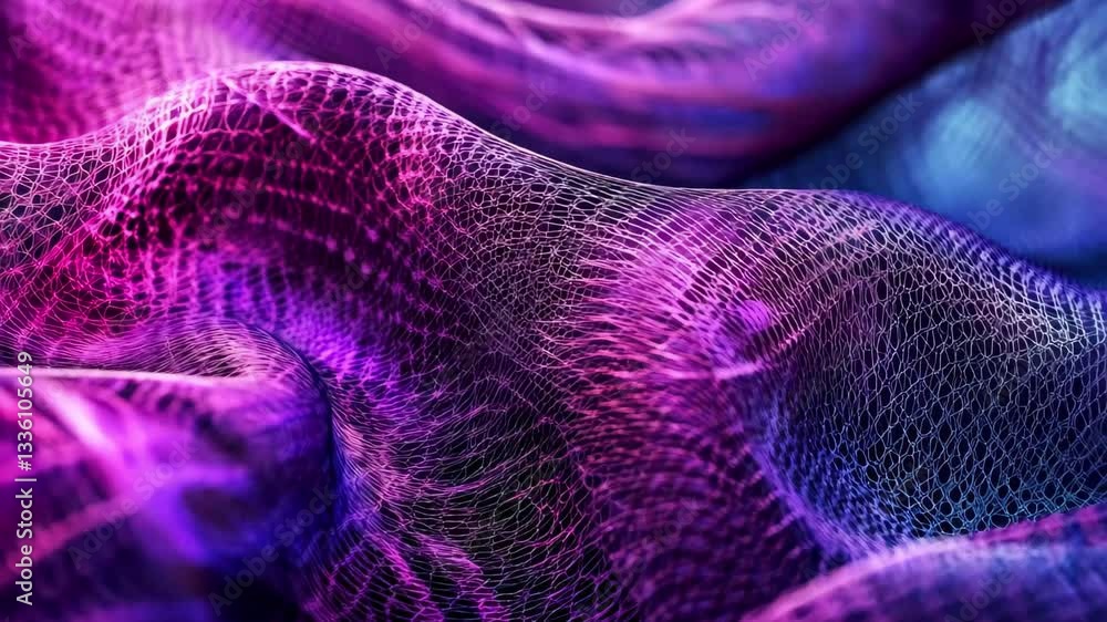 Leinwandbilder exploring the depths of an abstract network mesh with vibrant colors and fluid shapes, 4k abstract n