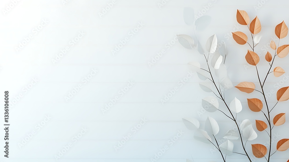 Poster abstract background with textured leaves nature scene minimalist design soft colors