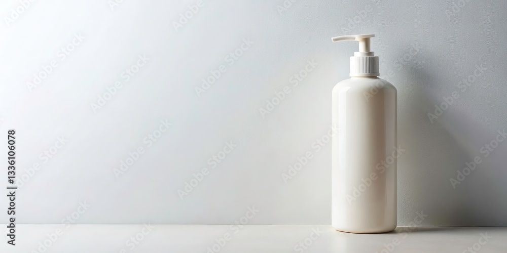 Poster vertical overview of conditioner bottle on white background with clean design for copy space, perfec