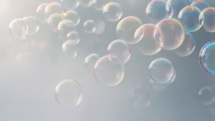Ethereal Floating Orbs with Soft Light Reflections. Glistening Bubbles Macro.